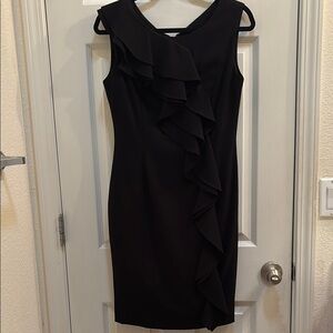 Calvin Klein Elegant Black Ruffle Dress approximately woman’s size 6-8 LBD
